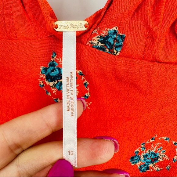 NEW Free People Mockingbird Backless Lace Mini Dress Coral Red Floral Size S - Picture 9 of 12
